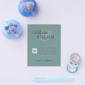 フォト結婚式招待状QRCode RSVP Sage Green チラシ (シングル)