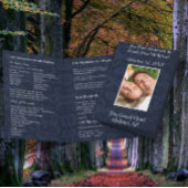 フォト結婚式 プログラムネイビーブルー&ホワイトダマスク