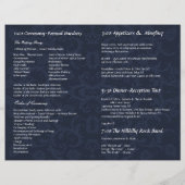 フォト結婚式 プログラムネイビーブルー&ホワイトダマスク (裏面)