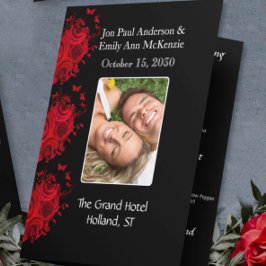 フォト結婚式 プログラムブラックグレー&ホワイトダマスク