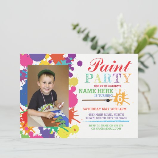 フォト絵を描パーティーアート招待状招待状 招待状 (スタンド正面)