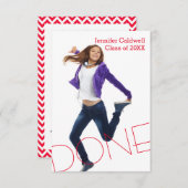 フォト縦書き完了- 3x5卒業パーティ招待状 招待状 (正面/裏面)