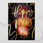 フォト花火金ゴールド新年おめでとう2023 箔シーズンカード (正面)