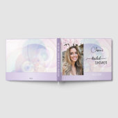 フォト芸術的薄紫フローラブライダルシャワー ゲストブック (全面)