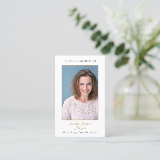 フォト葬儀悔やみや弔慰記念祈りの言葉カード 名刺 (スタンド正面)