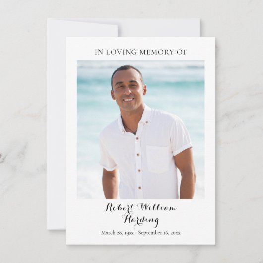 フォト葬儀悔やみや弔慰記念祈りの言葉カード 招待状 (正面)