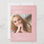 フォト葬儀招待状ピンクフェイクメタリック効果 招待状 (正面)