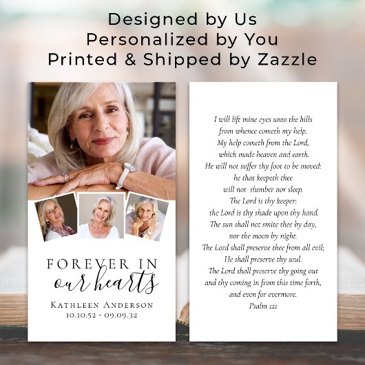 フォト葬儀祈りの言葉カード永遠に私たちのハート