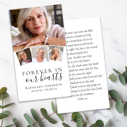 フォト葬儀祈りの言葉カード永遠に私たちのハート
