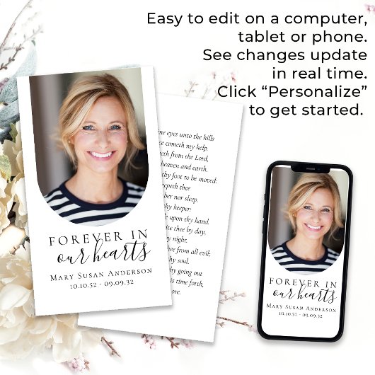 フォト葬儀祈りの言葉カード永遠に私たちのハート