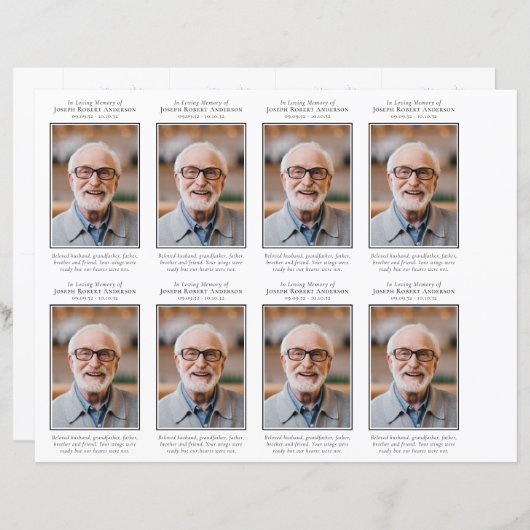 フォト葬儀祈りの言葉カード4.25x2.5インチテンプレート (正面/裏面)