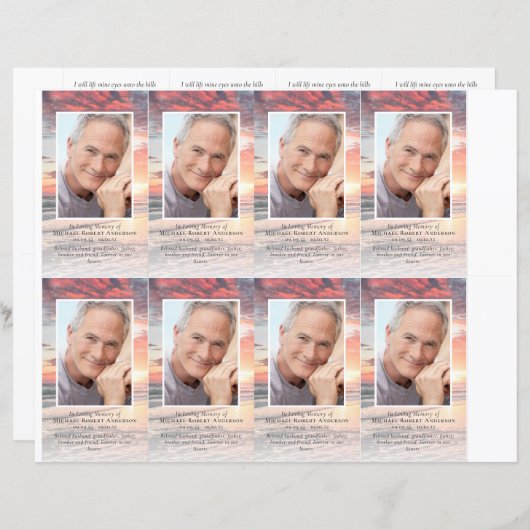 フォト葬儀祈りの言葉カード4.25x2.5インチテンプレート (正面/裏面)