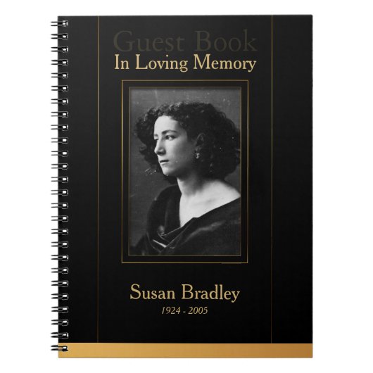 フォト葬儀GuestBookと金ゴールド配管 ノートブック (正面)