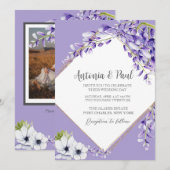 フォト藤開花QRコー結婚ド 招待状 (正面/裏面)