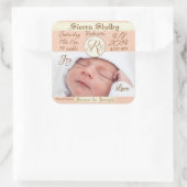 フォト誕生の状態カスタムベビーの誕生発表 スクエアシール (バッグ)