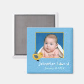 フォト誕生コメントかわいいベビーシック マグネット (正面/裏面)