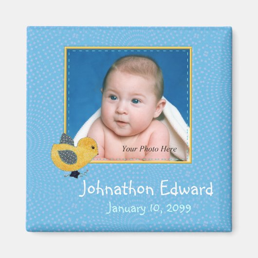 フォト誕生コメントかわいいベビーシック マグネット (正面)