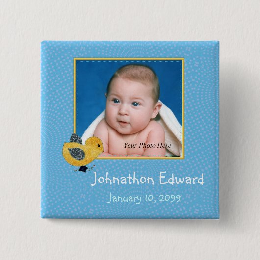 フォト誕生コメントかわいいベビーシック 缶バッジ (正面)