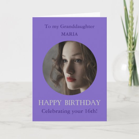 フォト誕生日カードの孫娘、16歳または年齢の追加 カード (正面)