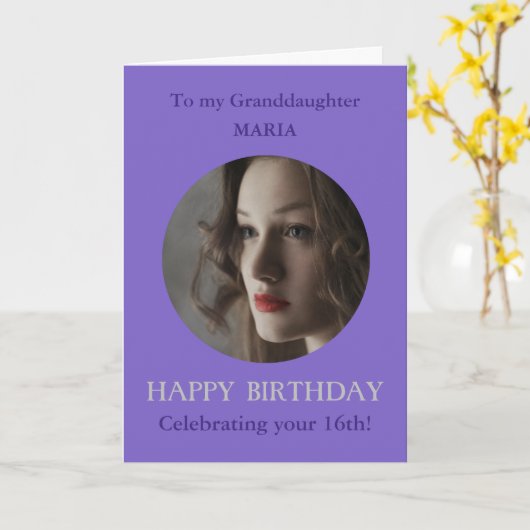 フォト誕生日カードの孫娘、16歳または年齢の追加 カード (黄色い花)