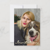 フォト誕生日シャンパン金ゴールドスパークグリッター 招待状 (裏面)