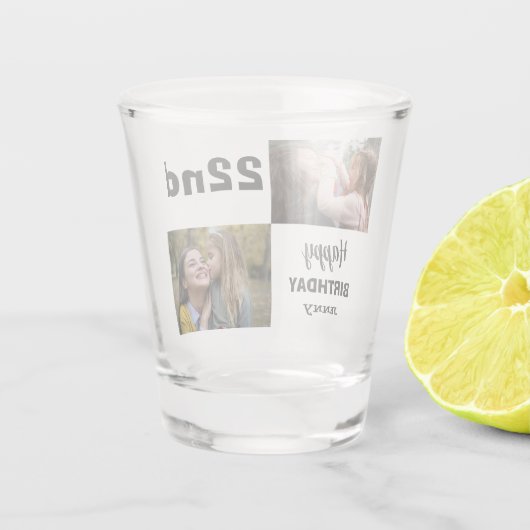 フォト誕生日ショットガラス付き文字 ショットグラス (裏面)