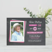 フォト誕生日ピンクチョークウィメンズ招待状 招待状 (スタンド正面)