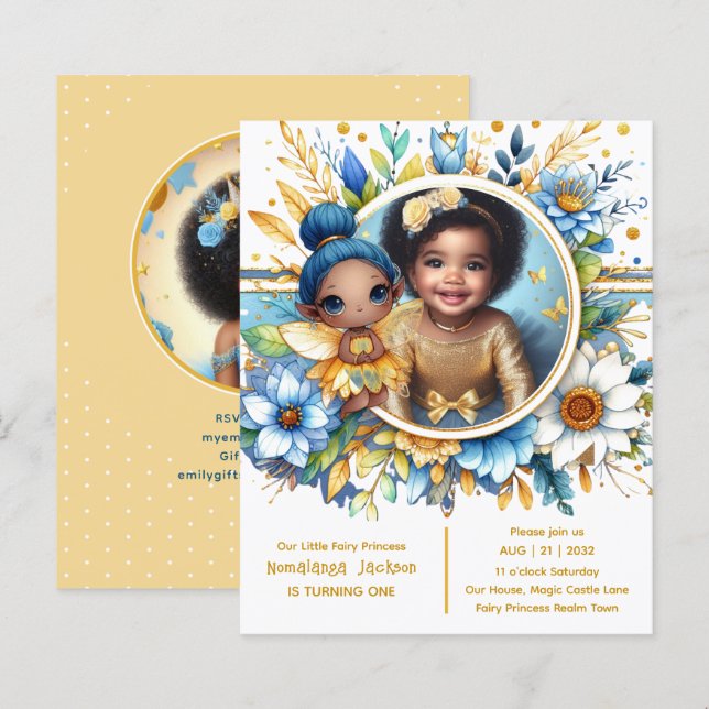 フォト誕生日リトルブラックフェアリーアフリカプリンセス (正面/裏面)