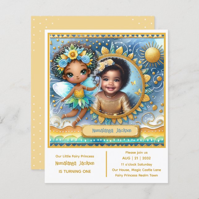 フォト誕生日リトルブラックフェアリーアフリカプリンセス (正面/裏面)