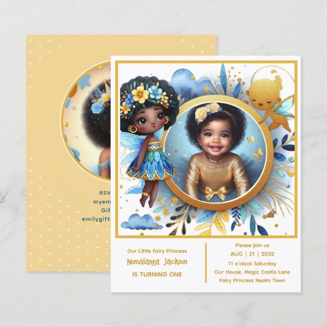 フォト誕生日リトルブラックフェアリーアフリカプリンセス (正面/裏面)