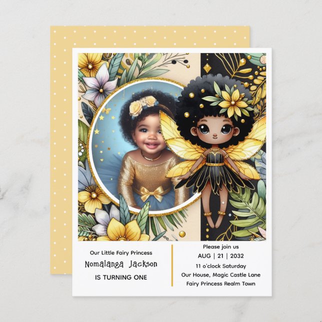 フォト誕生日リトルブラックフェアリーアフリカプリンセス (正面/裏面)