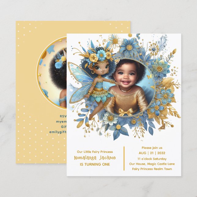 フォト誕生日リトルブラックフェアリーアフリカプリンセス (正面/裏面)