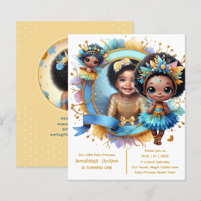 フォト誕生日リトルブラックフェアリーアフリカプリンセス (正面/裏面)