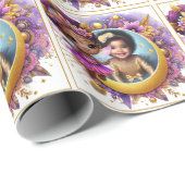 フォト誕生日リトルブラックフェアリーパープル金ゴールド ラッピングペーパー (ロールコーナー)