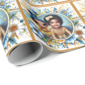 フォト誕生日リトルブラックフェアリーブルーイエロー ラッピングペーパー (ロールコーナー)