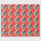 フォト誕生日リトルブラックフェアリーレッド金ゴールド ラッピングペーパー (フラット)