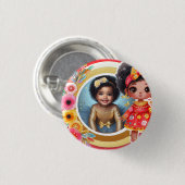 フォト誕生日リトルブラックフェアリーレッド金ゴールド 缶バッジ (正面&裏面)