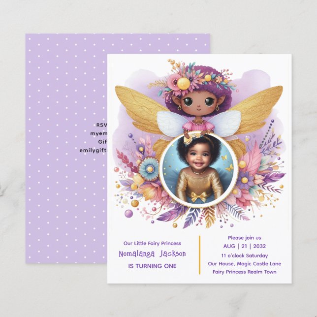 フォト誕生日リトルブラック妖精アフリカンパープル (正面/裏面)