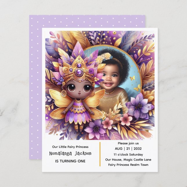 フォト誕生日リトルブラック妖精アフリカンパープル (正面/裏面)