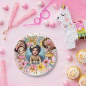 フォト誕生日リトルブラック妖精アフリカンピンク ペーパープレート (パーティー)