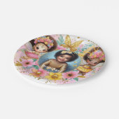 フォト誕生日リトルブラック妖精アフリカンピンク ペーパープレート (アングル)