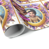 フォト誕生日リトルブラック妖精パープルイエロー ラッピングペーパー (ロールコーナー)