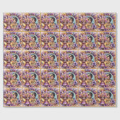 フォト誕生日リトルブラック妖精パープルイエロー ラッピングペーパー (フラット)