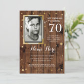 フォト誕生日ヴィンテージスタイルウッドエイジ招待状 招待状 (スタンド正面)