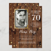 フォト誕生日ヴィンテージスタイルウッドエイジ招待状 招待状 (正面/裏面)