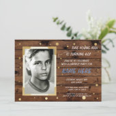 フォト誕生日ヴィンテージスタイルウッド招待状40位60位 招待状 (スタンド正面)