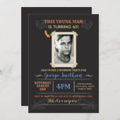 フォト誕生日ヴィンテージスタイルサプライズ招待状 招待状 (正面/裏面)