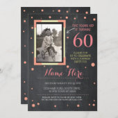 フォト誕生日ヴィンテージスタイルチョークピンク招待状 招待状 (正面/裏面)