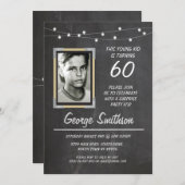 フォト誕生日ヴィンテージスタイルチョークライト招待状 招待状 (正面/裏面)