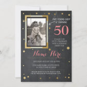 フォト誕生日ヴィンテージスタイルチョーク金ゴールド招待状 招待状 (正面)